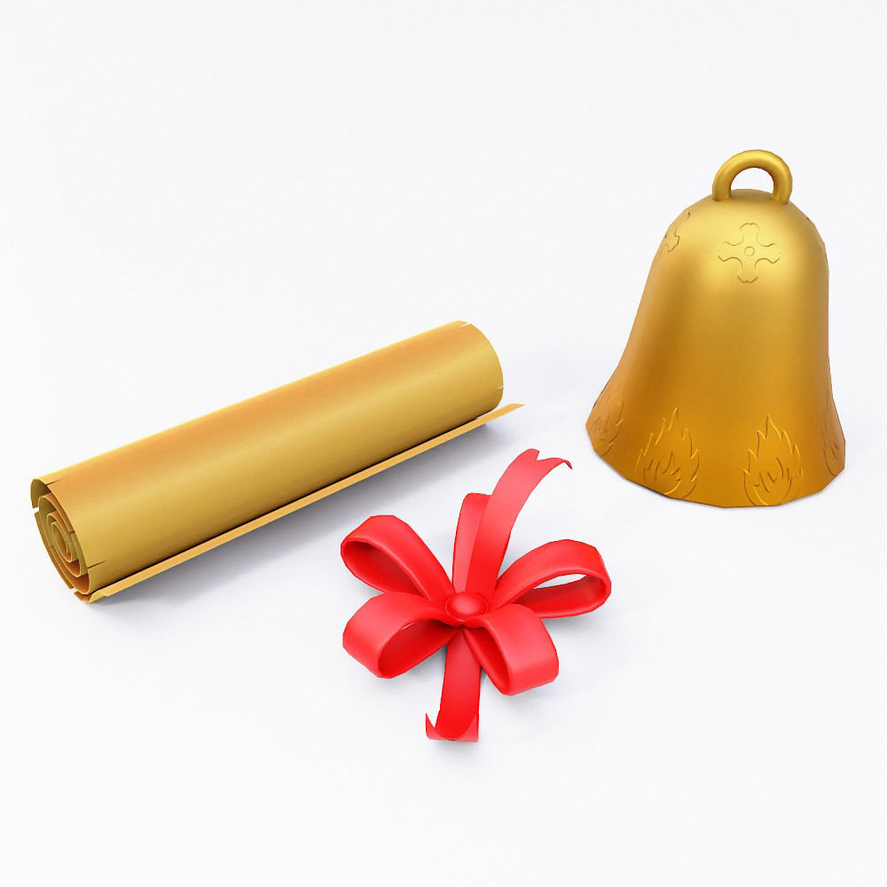 Christmas bell ribbon letter 3d model  Low-poly 3D model_1