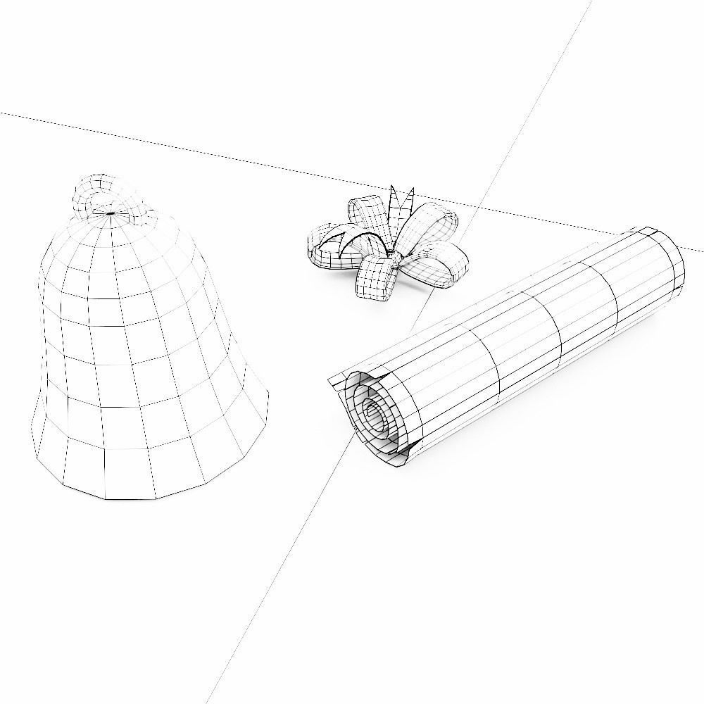Christmas bell ribbon letter 3d model  Low-poly 3D model_7