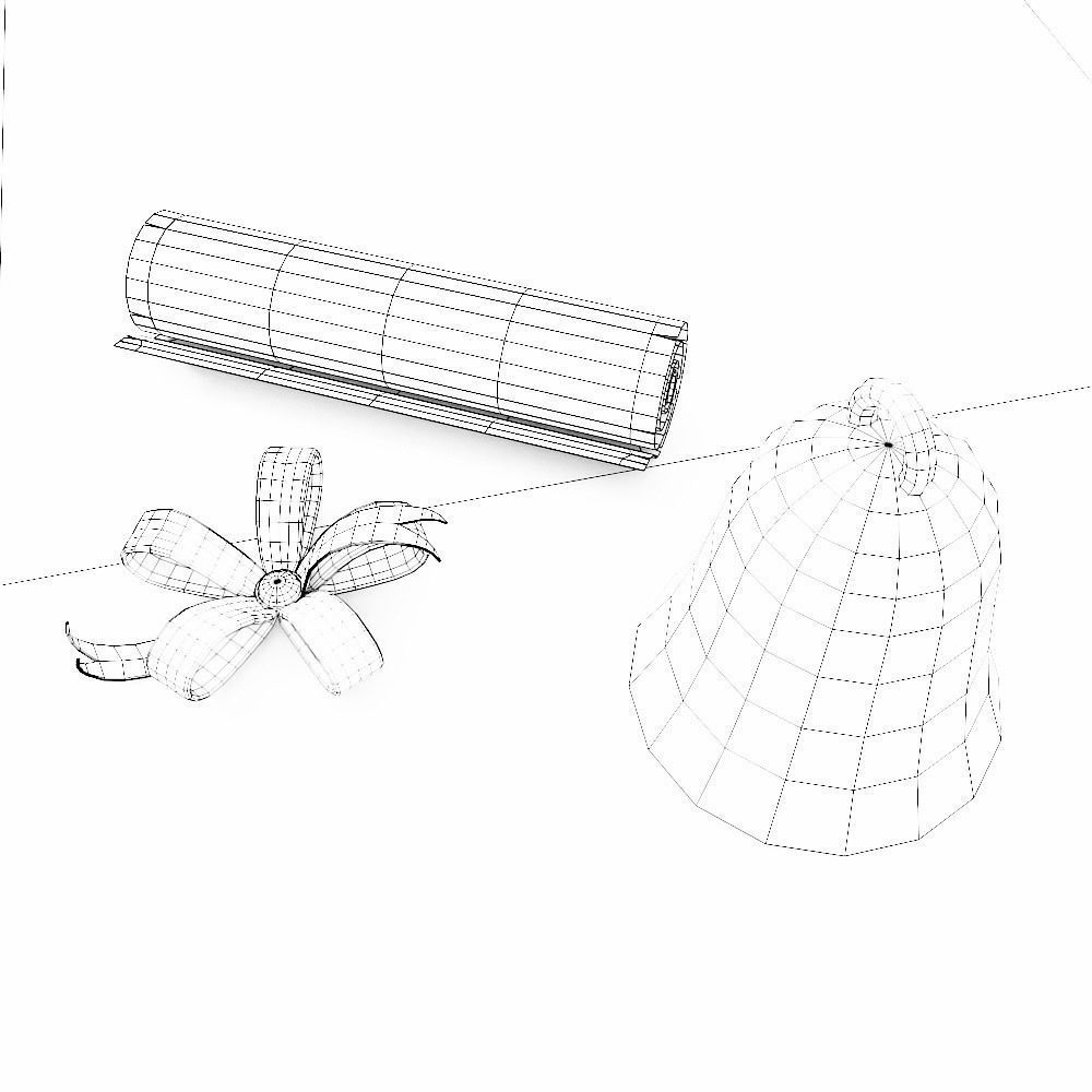 Christmas bell ribbon letter 3d model  Low-poly 3D model_6