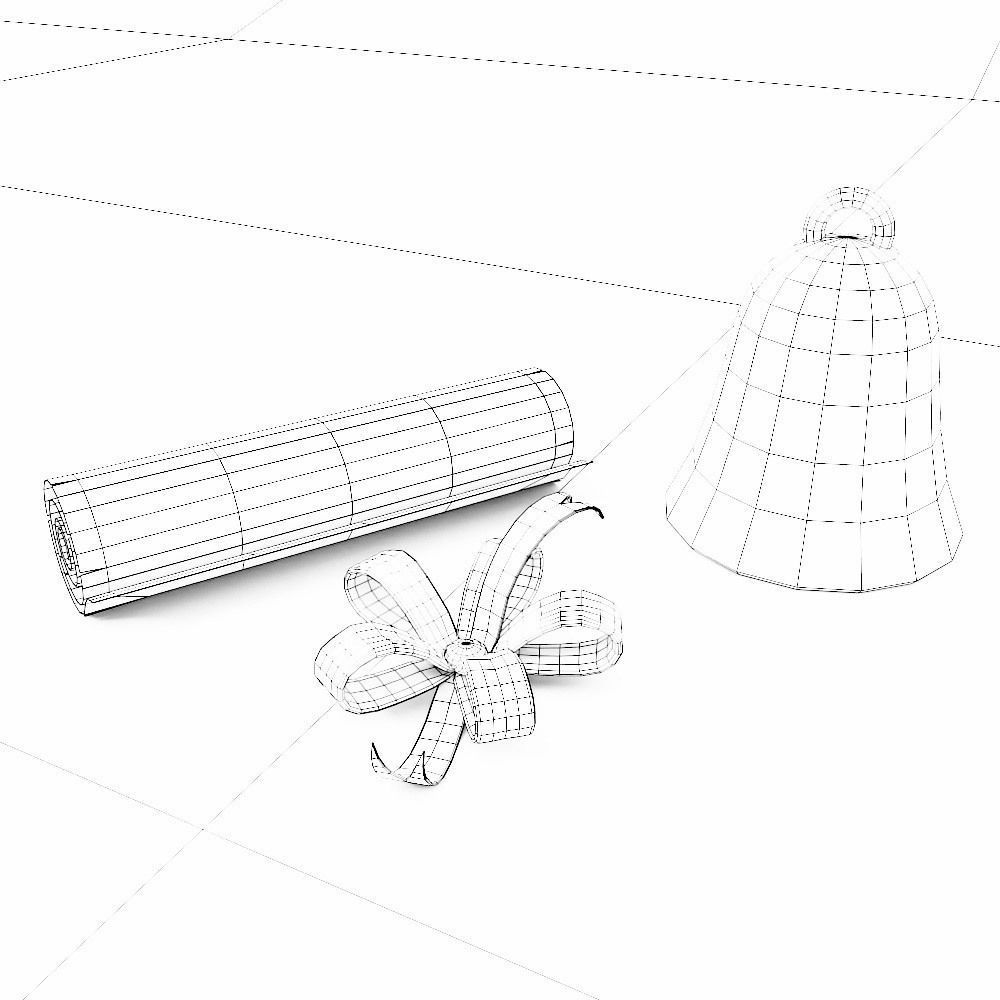 Christmas bell ribbon letter 3d model  Low-poly 3D model_5