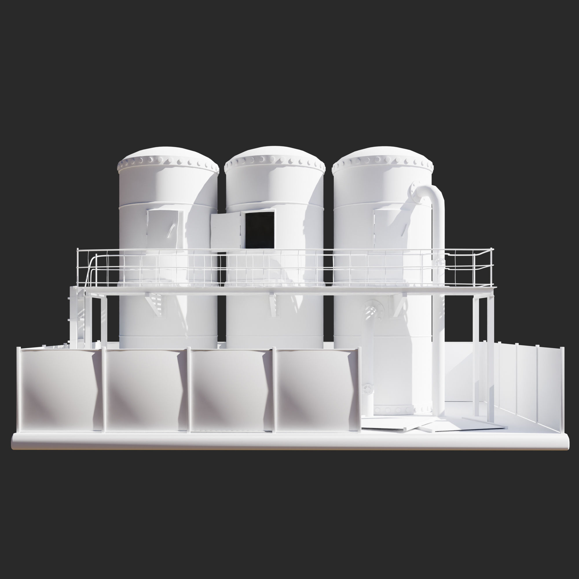 Refinery three rusty tanks 3D model_8