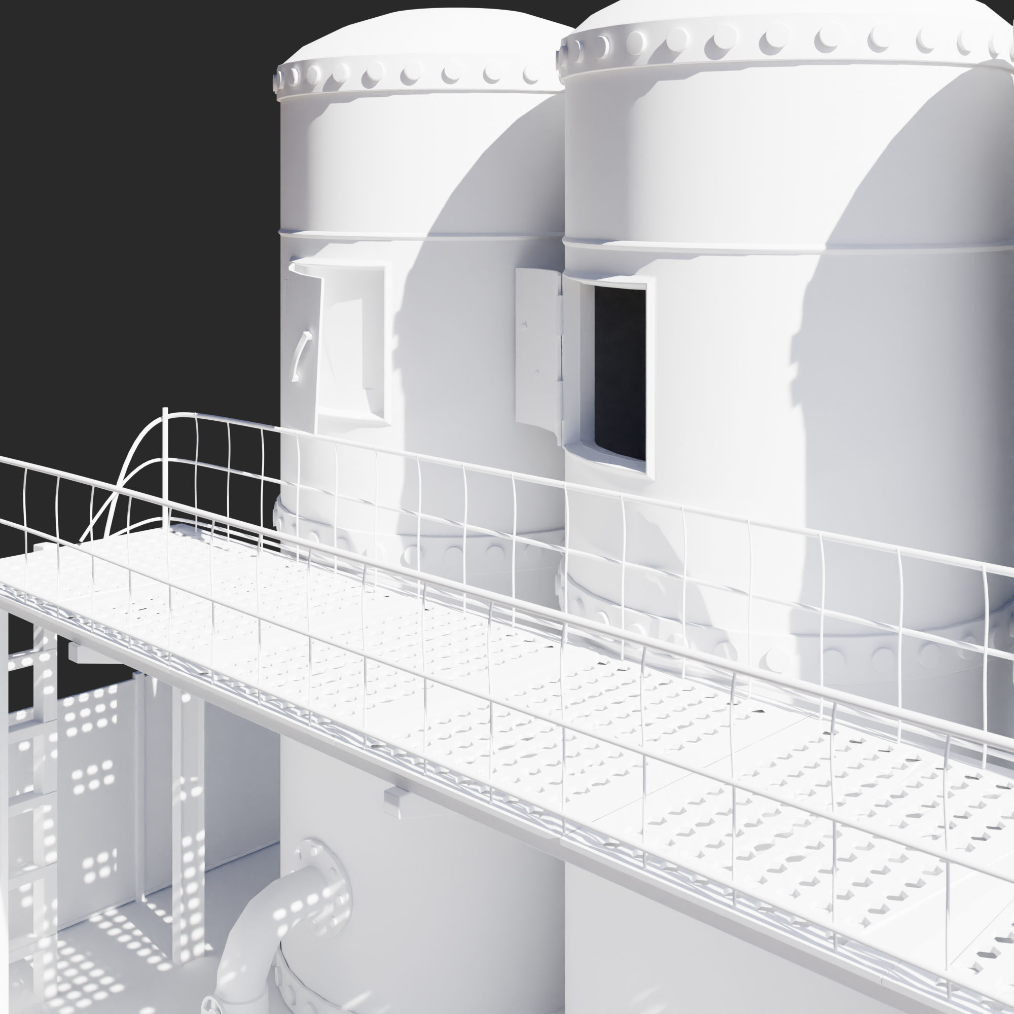 Refinery three rusty tanks 3D model_9