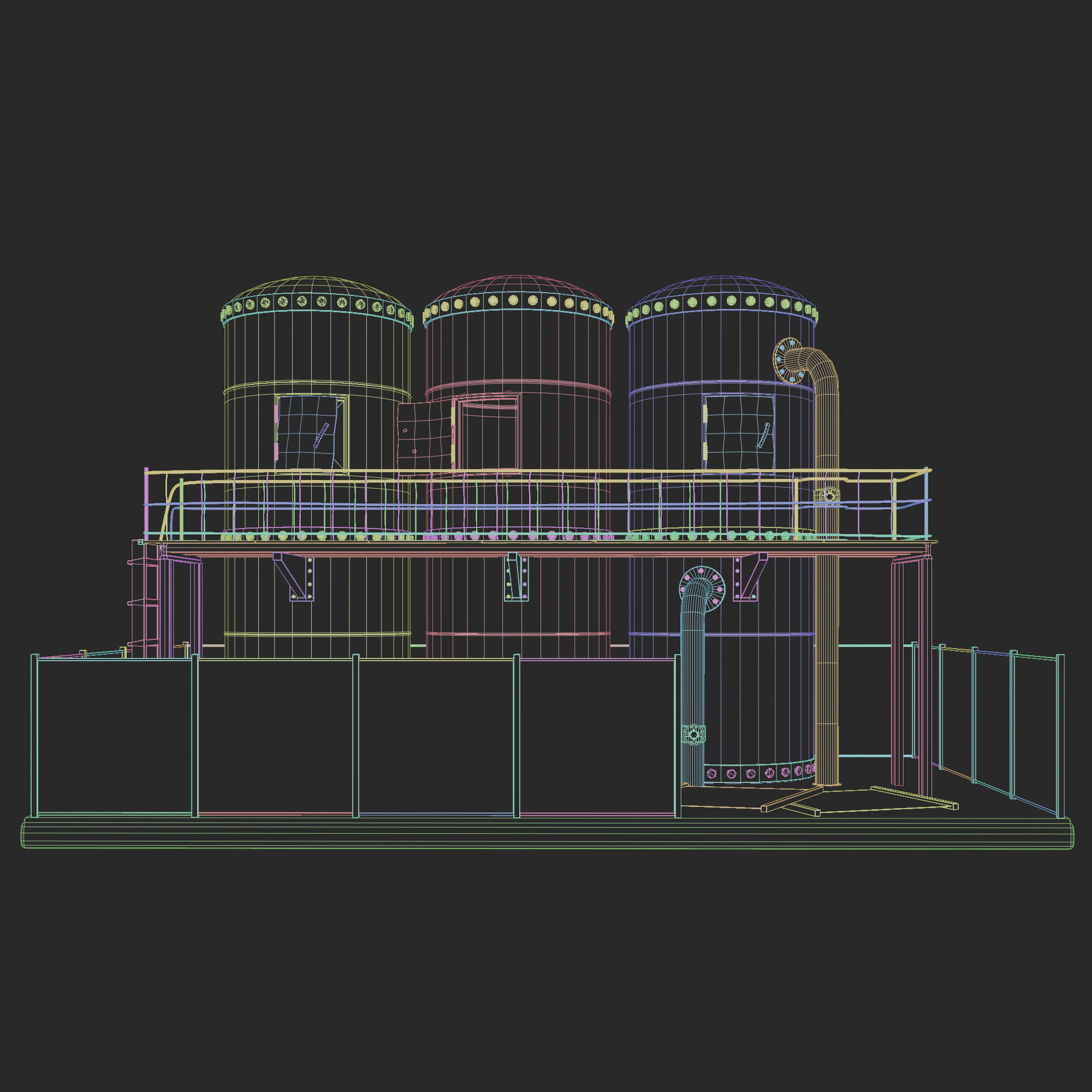 Refinery three rusty tanks 3D model_11