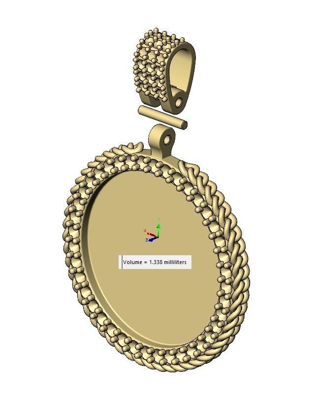 Cuban link halo round diamond memory picture pendant 3D print model_15