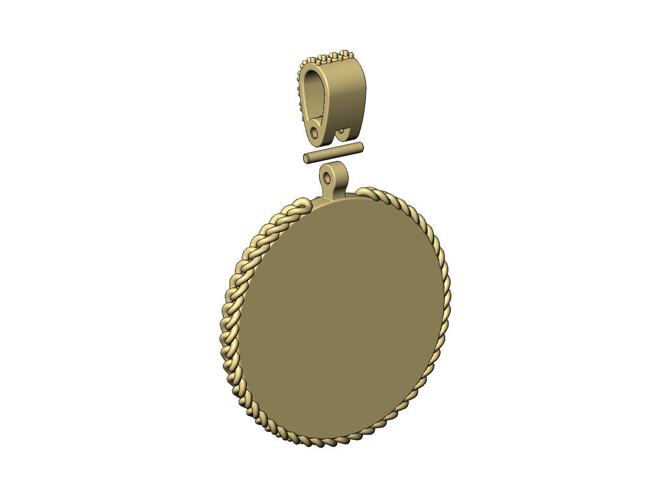 Cuban link halo round diamond memory picture pendant 3D print model_9