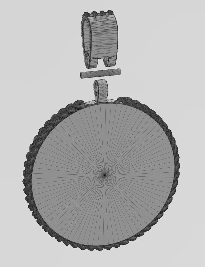 Cuban link halo round diamond memory picture pendant 3D print model_13