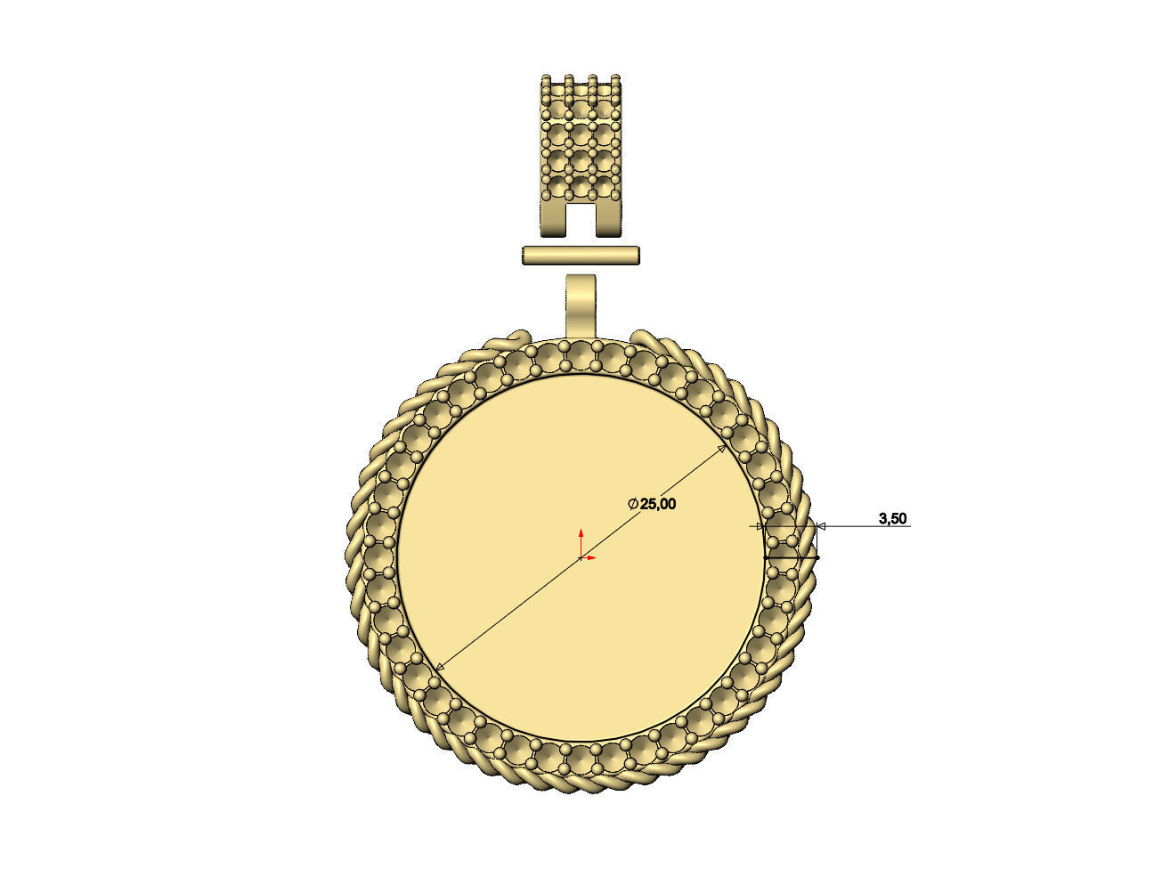 Cuban link halo round diamond memory picture pendant 3D print model_6