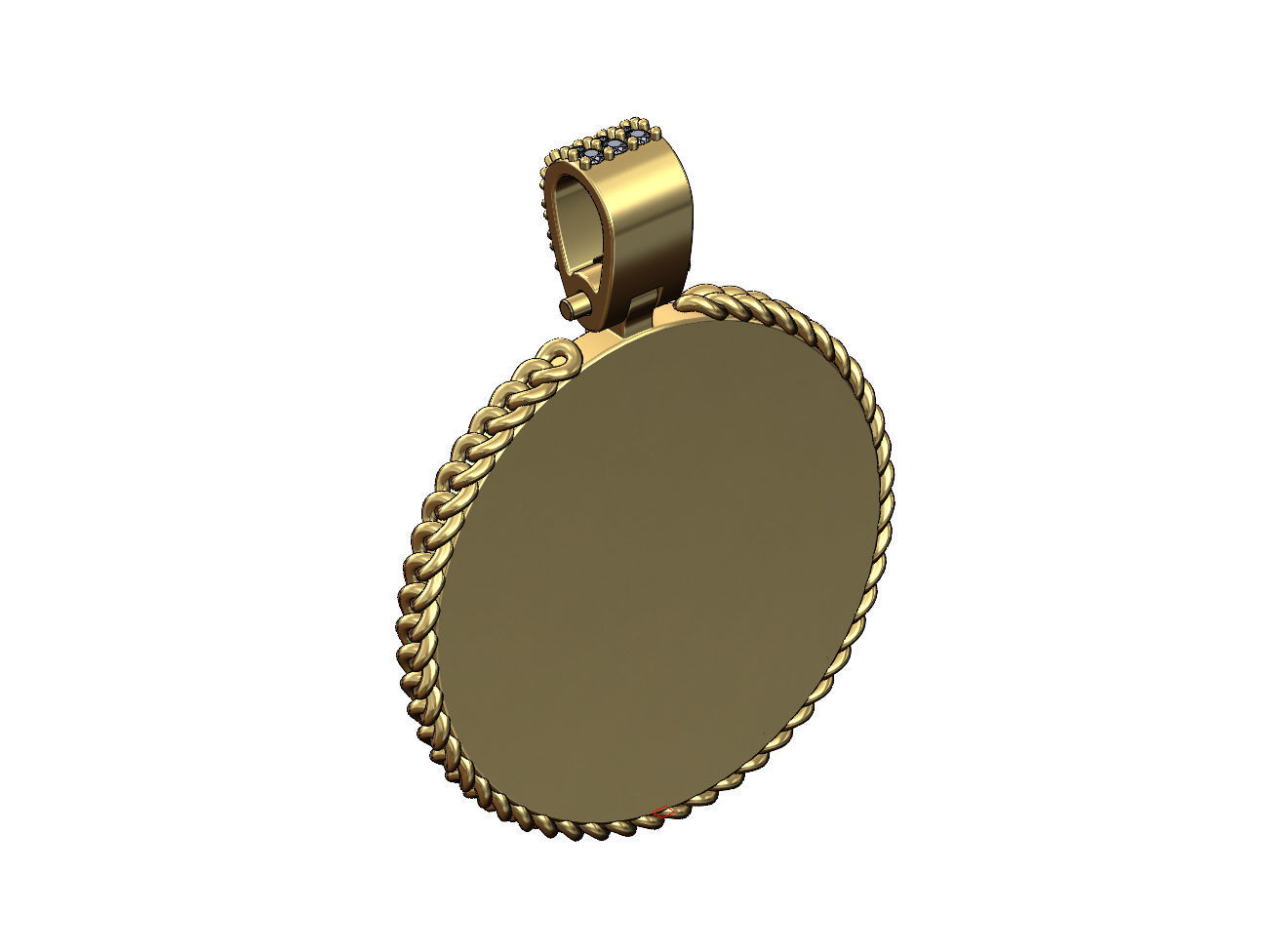 Cuban link halo round diamond memory picture pendant 3D print model_1