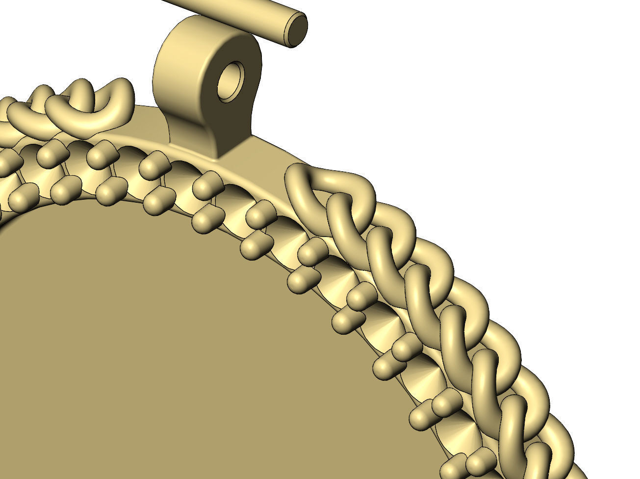 Cuban link halo round diamond memory picture pendant 3D print model_10