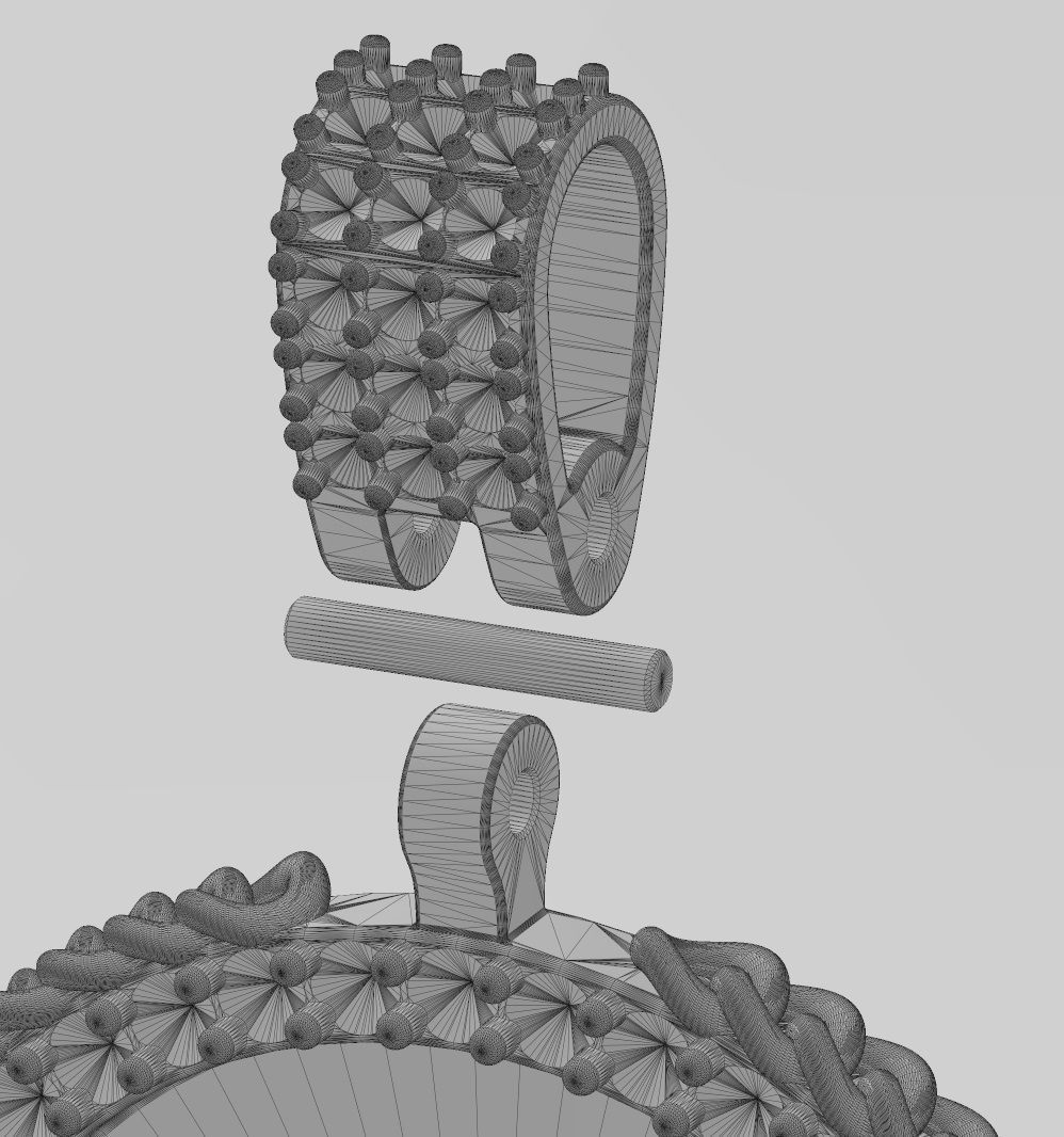 Cuban link halo round diamond memory picture pendant 3D print model_14