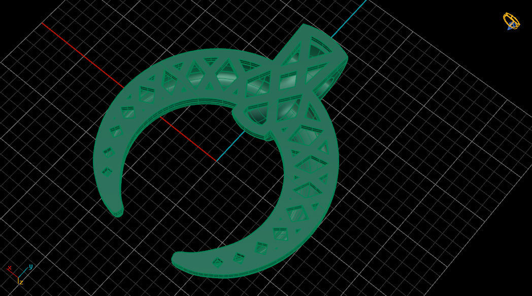 Half moon pendant 3D print model_6