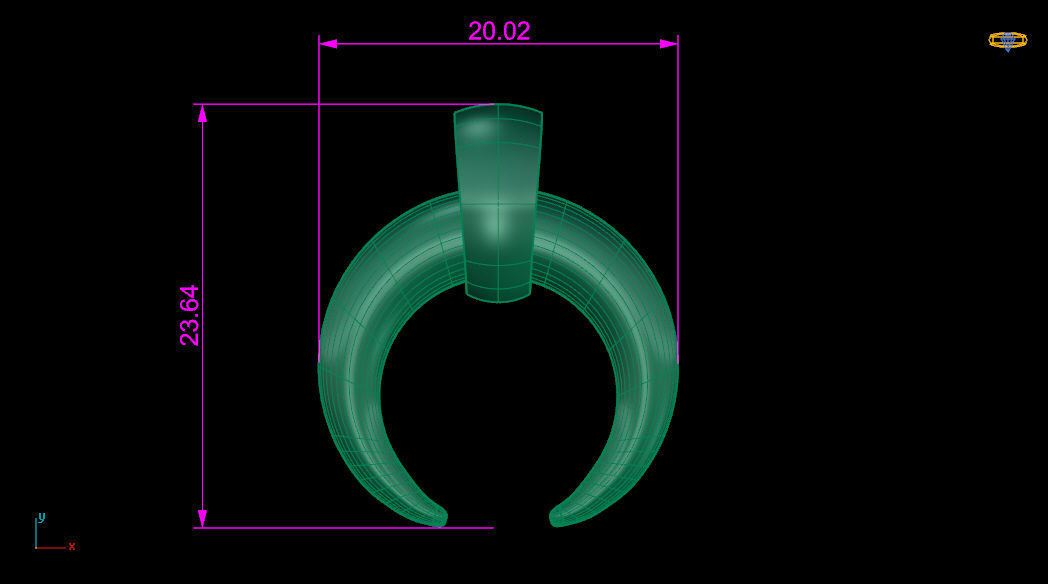 Half moon pendant 3D print model_3