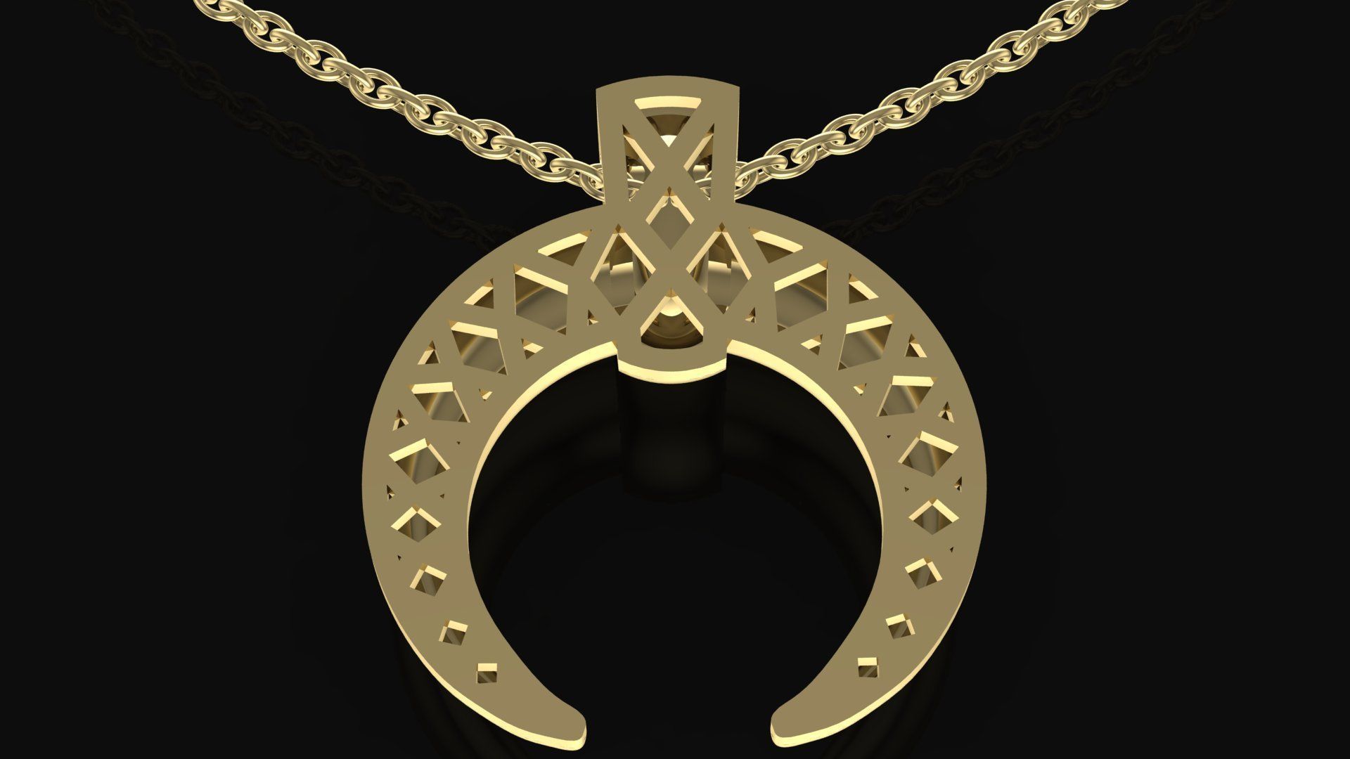 Half moon pendant 3D print model_9