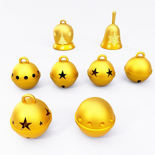Christmas bell 3d model set3 Low-poly 3D model