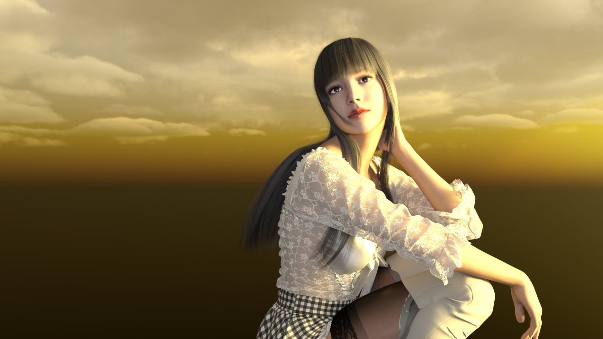 lisaManoban girl in sky 3D model_2
