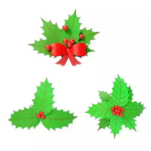 Holly leaf 3d model 