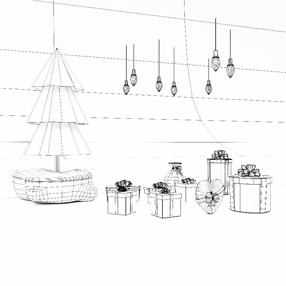 Christmas Gift boxes 3d model set  Low-poly 3D model_13