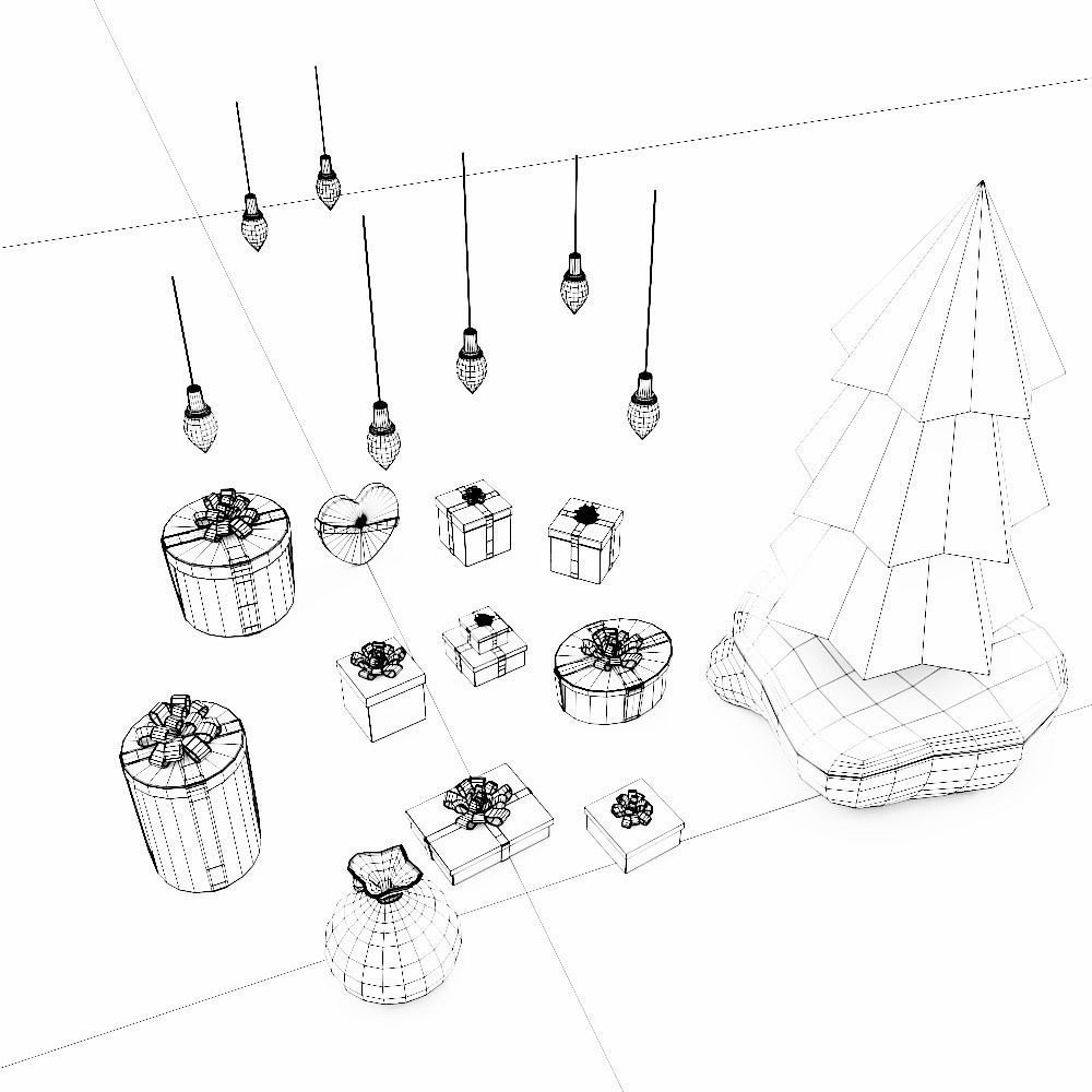 Christmas Gift boxes 3d model set  Low-poly 3D model_12