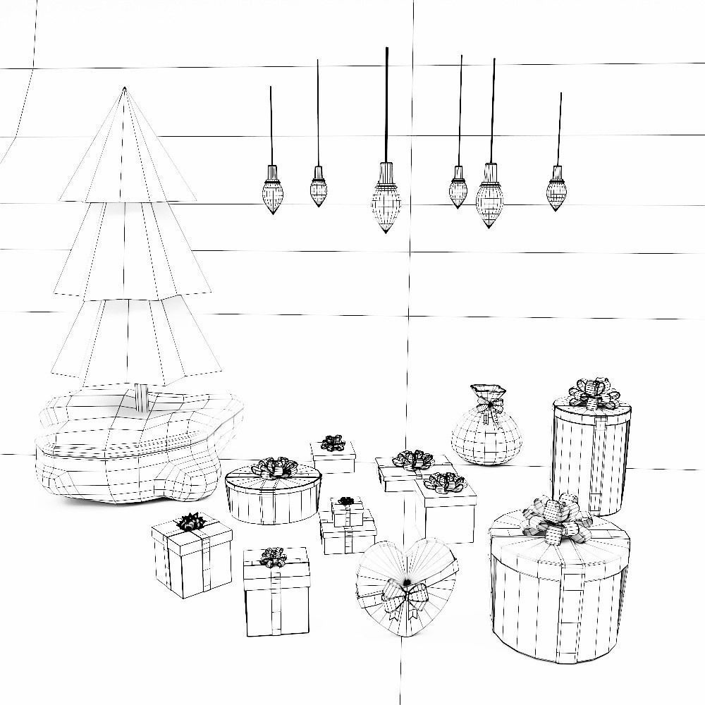 Christmas Gift boxes 3d model set  Low-poly 3D model_10