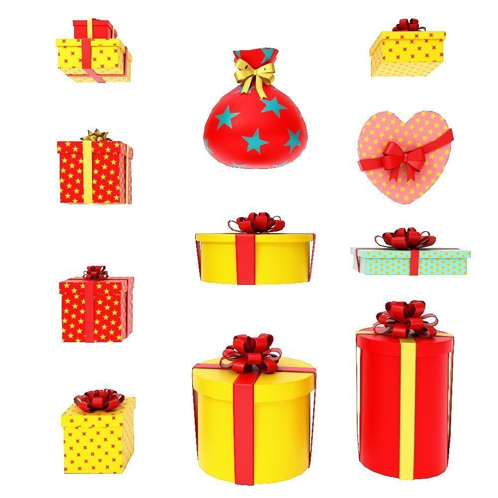Christmas Gift boxes 3d model set  Low-poly 3D model_6
