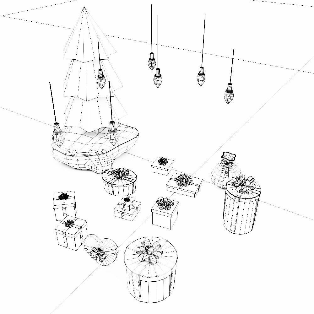 Christmas Gift boxes 3d model set  Low-poly 3D model_11