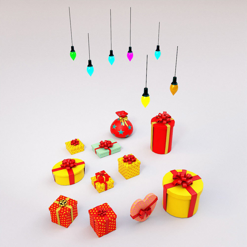 Christmas Gift boxes 3d model set  Low-poly 3D model_4