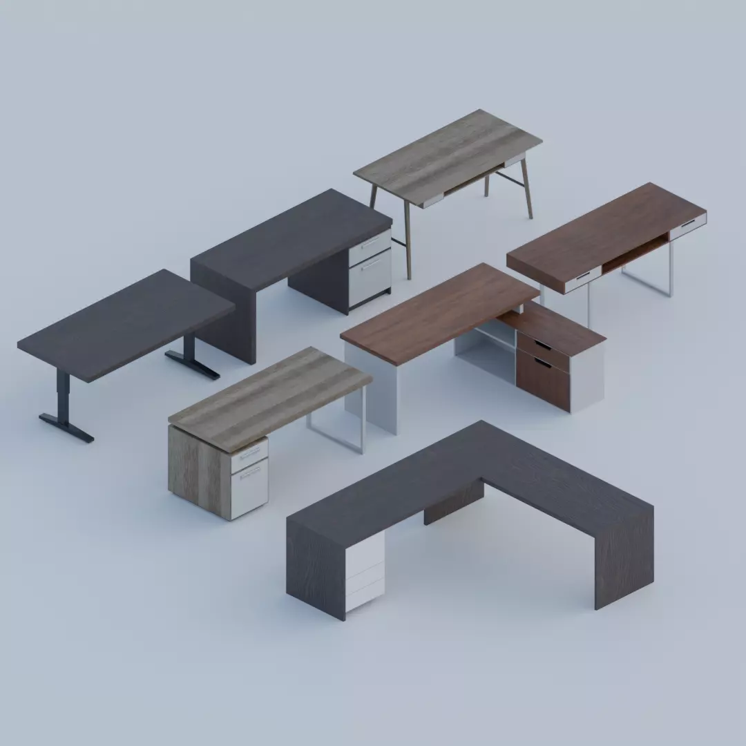 Computer Desk Pack free 3D model | CGTrader