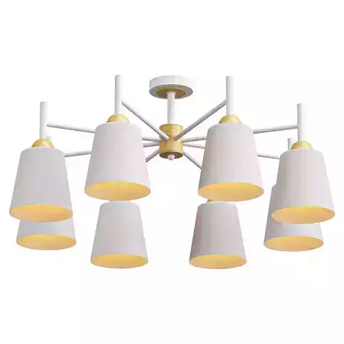 fresco gold chandelier with six lamps 3D model