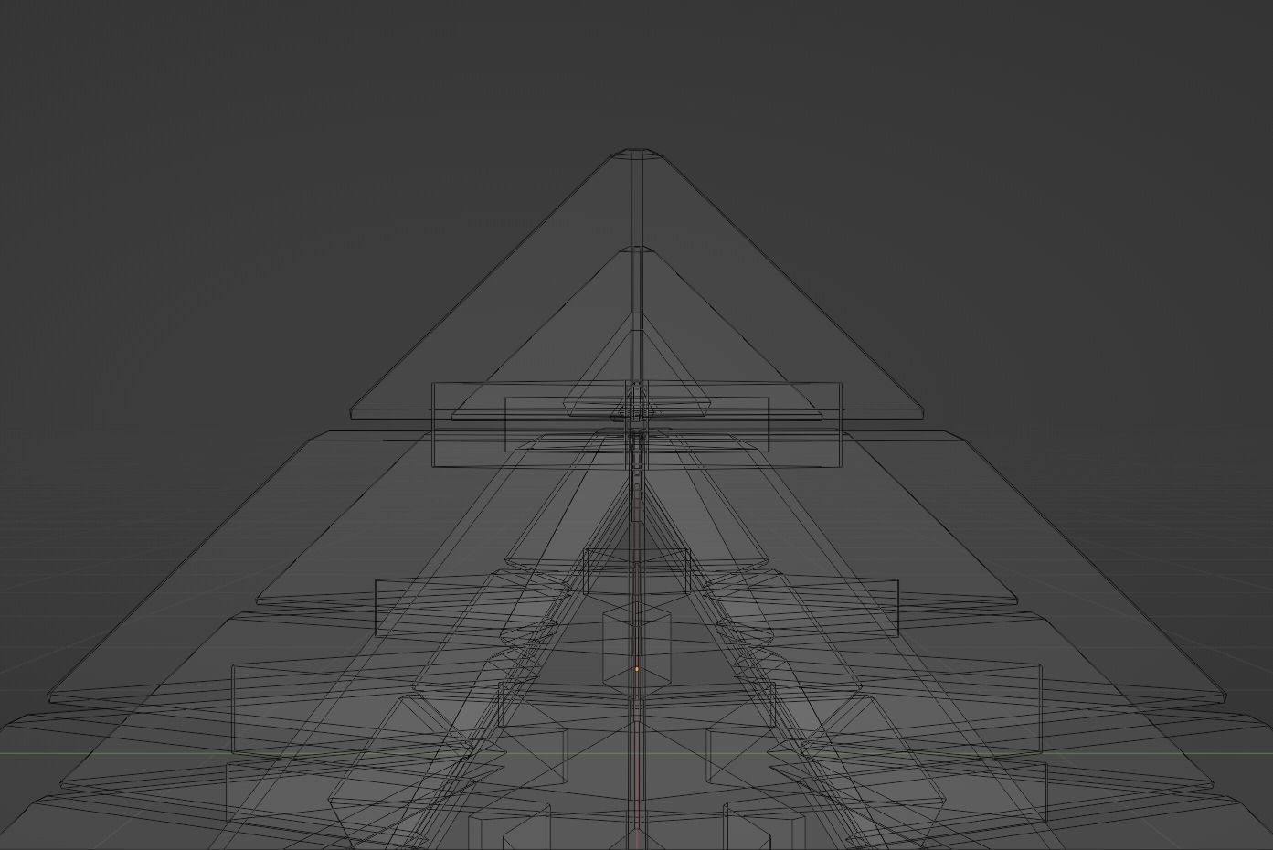 Futuristic Pyramidal Build Two Peaks Low-poly 3D model_35