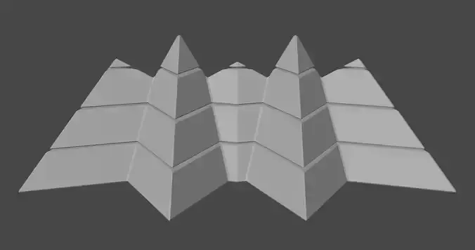 Futuristic Pyramidal Build Two Peaks Low-poly 3D model
