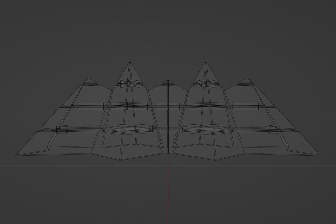 Futuristic Pyramidal Build Two Peaks Low-poly 3D model_5