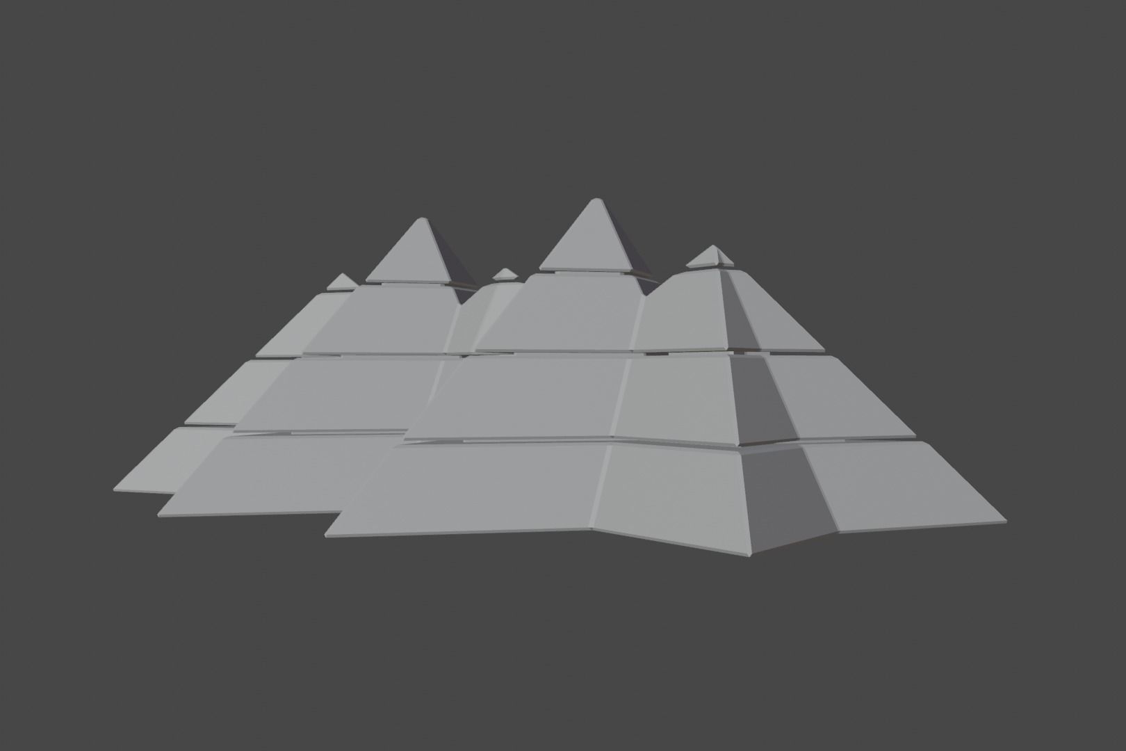 Futuristic Pyramidal Build Two Peaks Low-poly 3D model_9