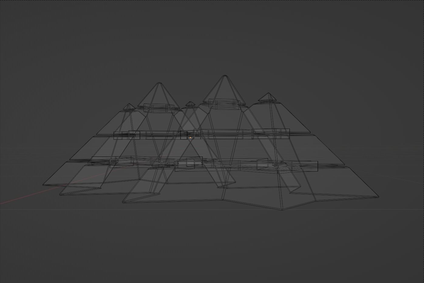 Futuristic Pyramidal Build Two Peaks Low-poly 3D model_11