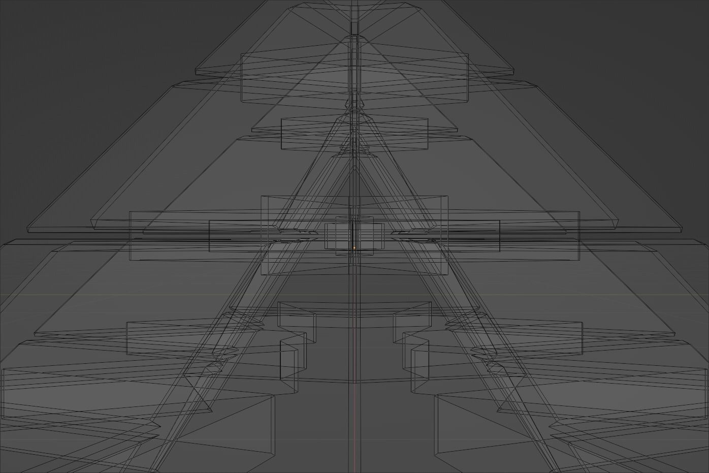 Futuristic Pyramidal Build Two Peaks Low-poly 3D model_32