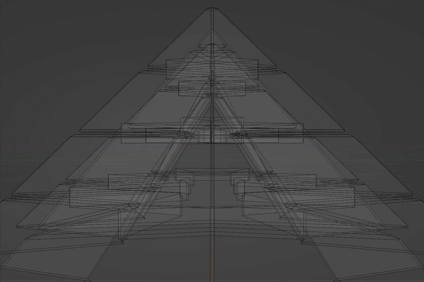 Futuristic Pyramidal Build Two Peaks Low-poly 3D model_26