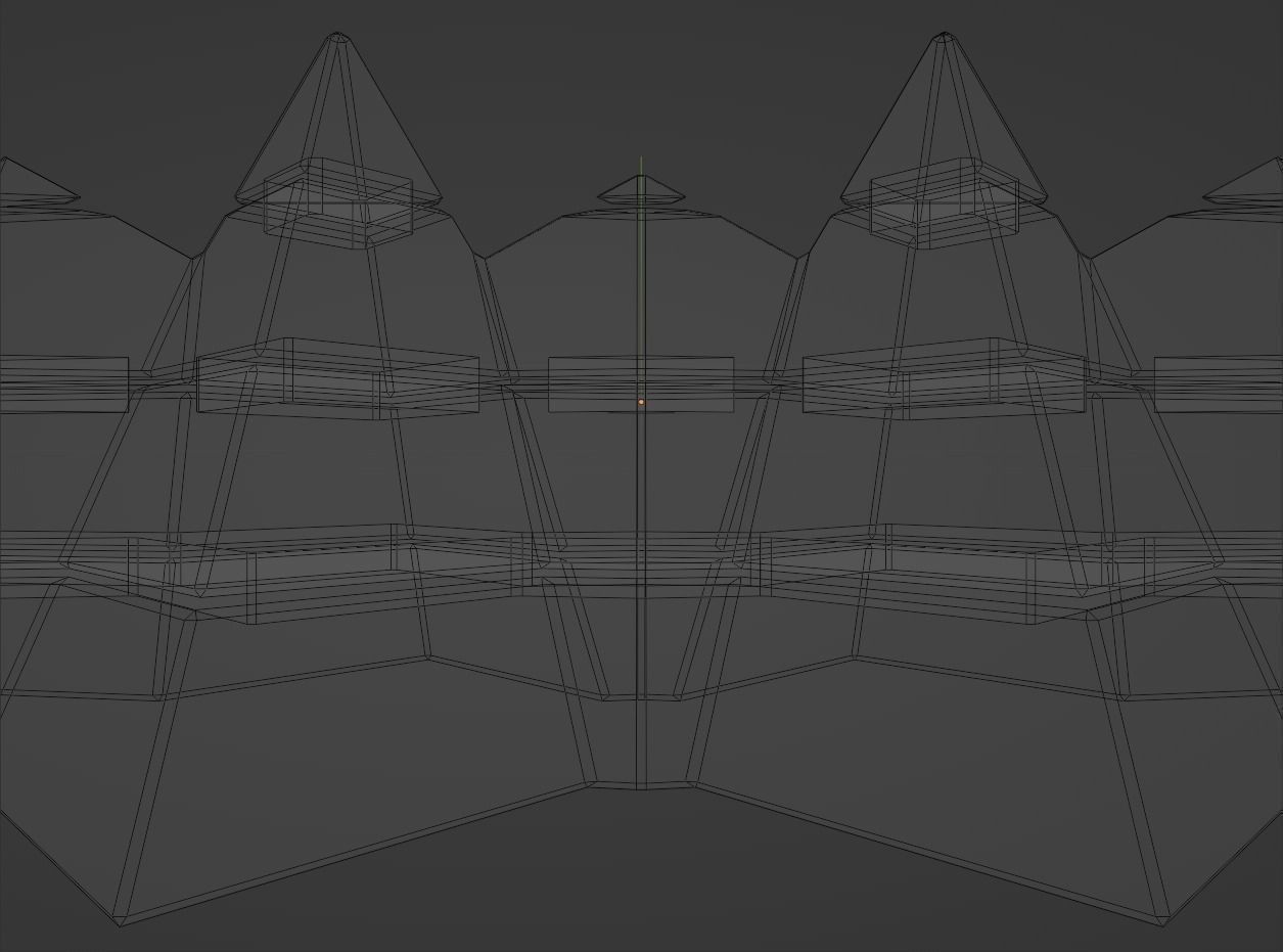 Futuristic Pyramidal Build Two Peaks Low-poly 3D model_53