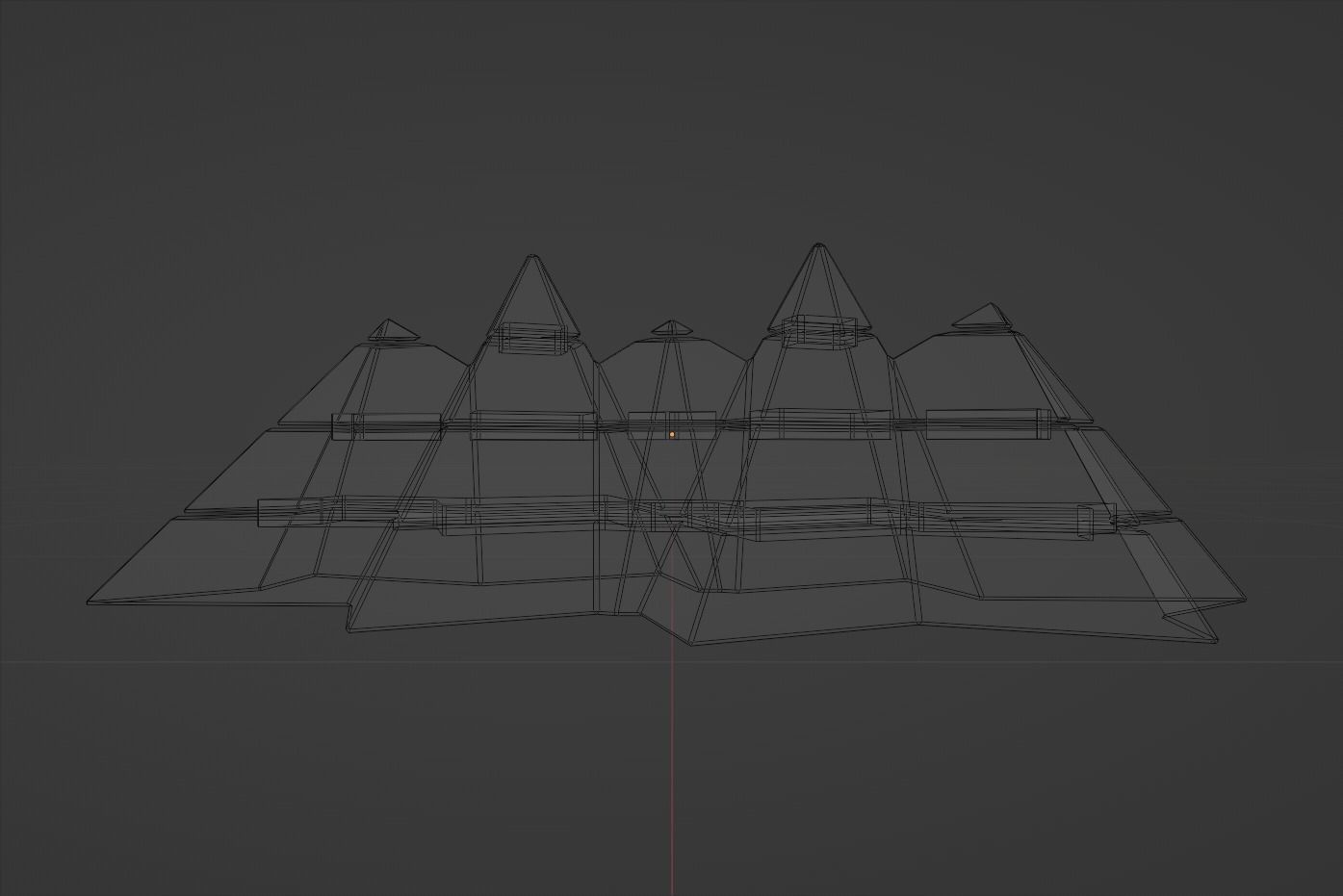 Futuristic Pyramidal Build Two Peaks Low-poly 3D model_8