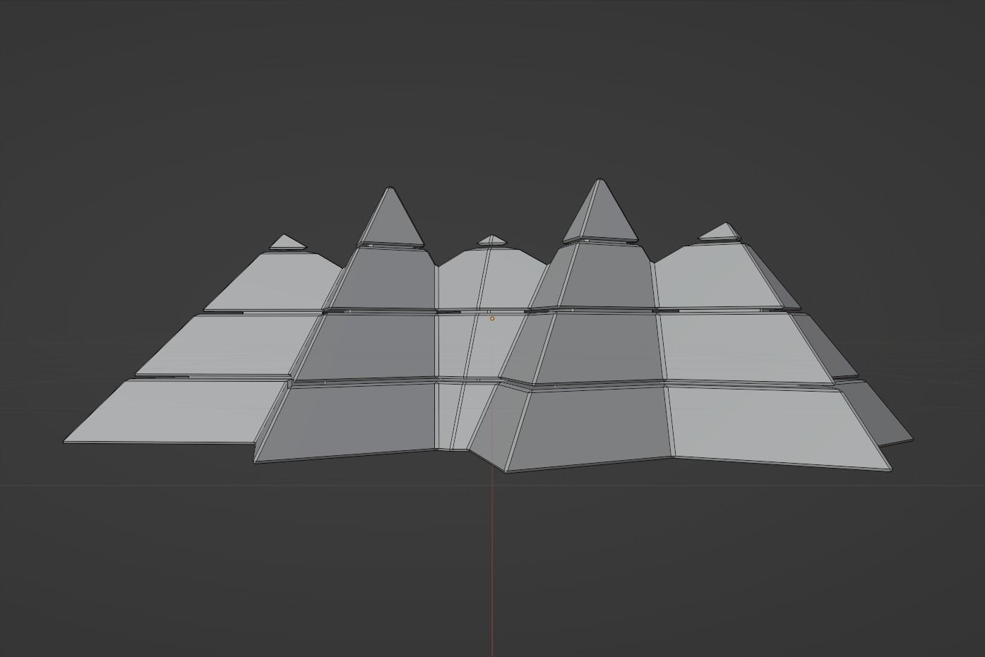 Futuristic Pyramidal Build Two Peaks Low-poly 3D model_7