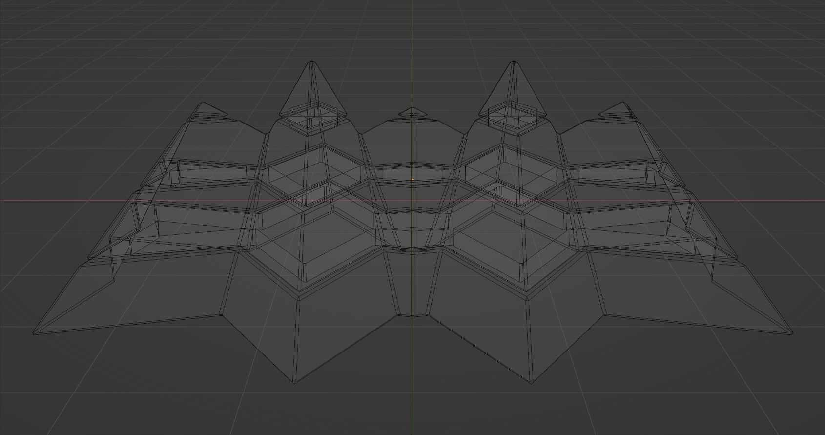 Futuristic Pyramidal Build Two Peaks Low-poly 3D model_2