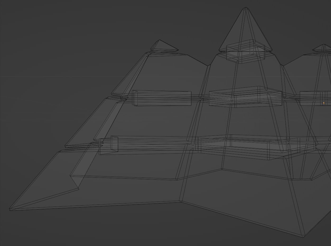 Futuristic Pyramidal Build Two Peaks Low-poly 3D model_50