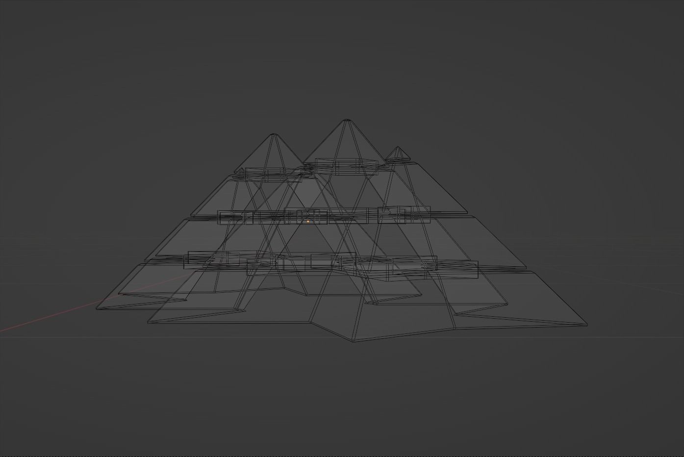 Futuristic Pyramidal Build Two Peaks Low-poly 3D model_14