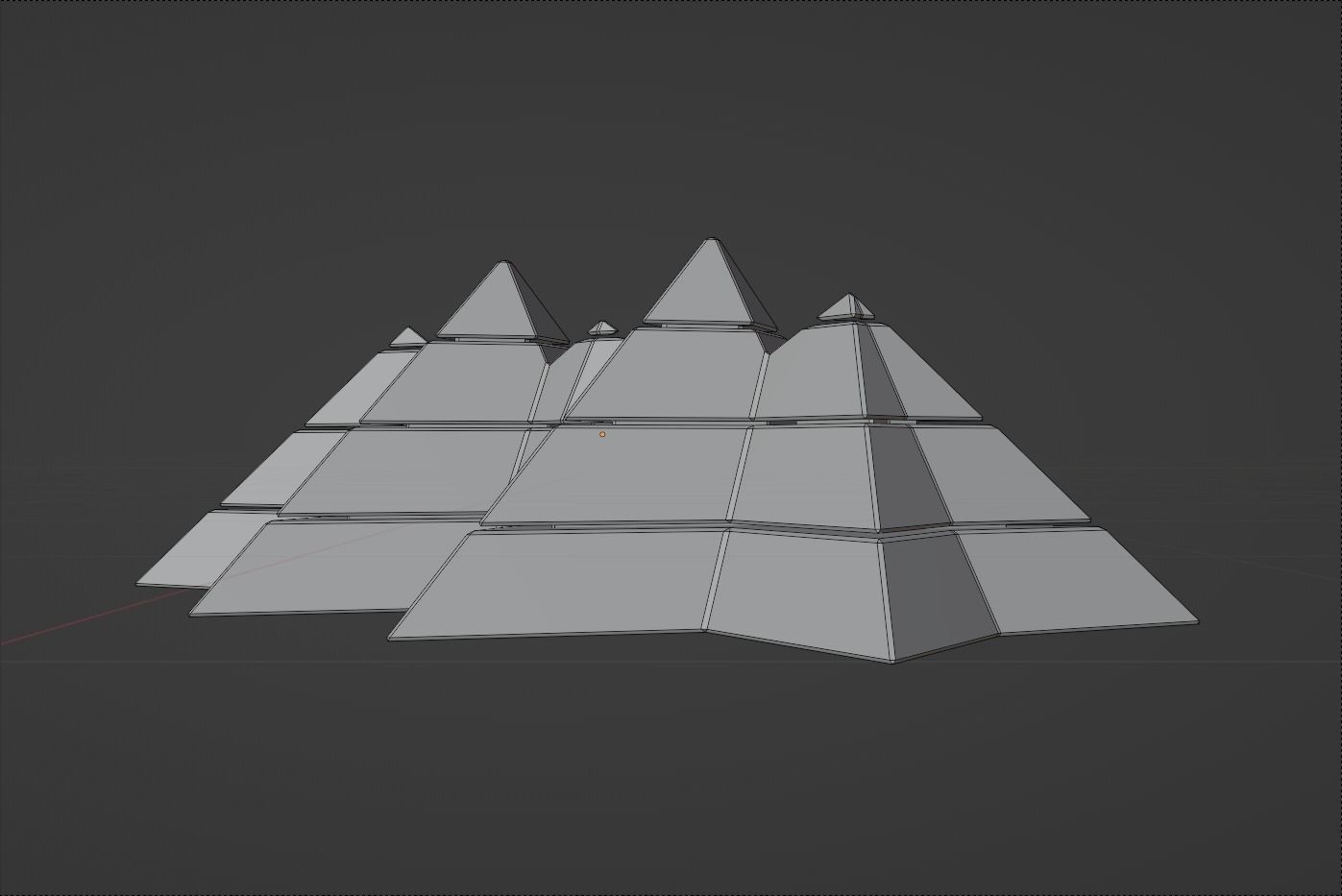 Futuristic Pyramidal Build Two Peaks Low-poly 3D model_10