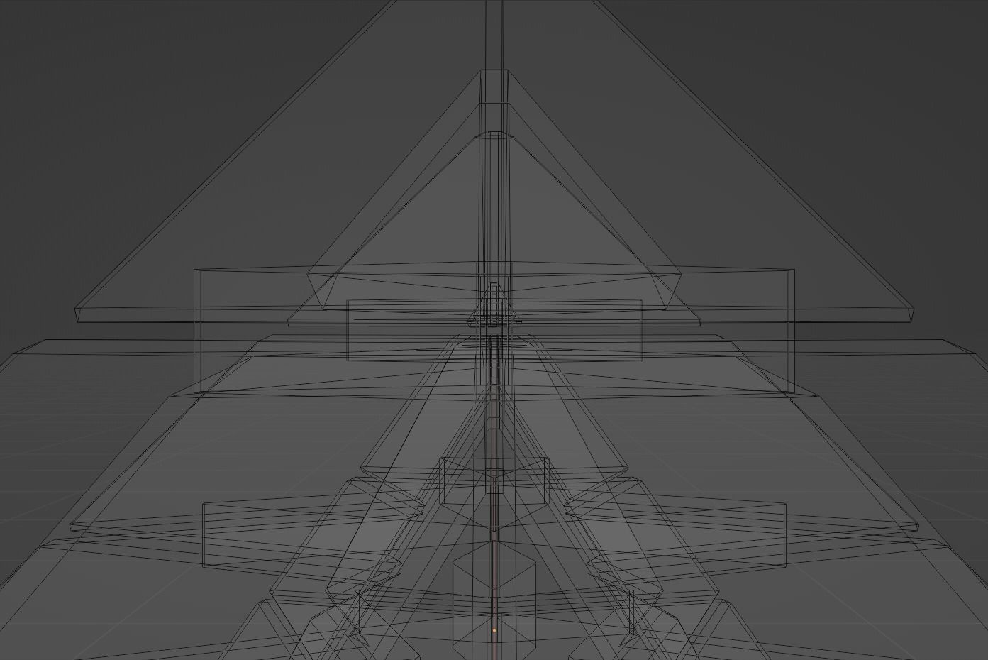 Futuristic Pyramidal Build Two Peaks Low-poly 3D model_38