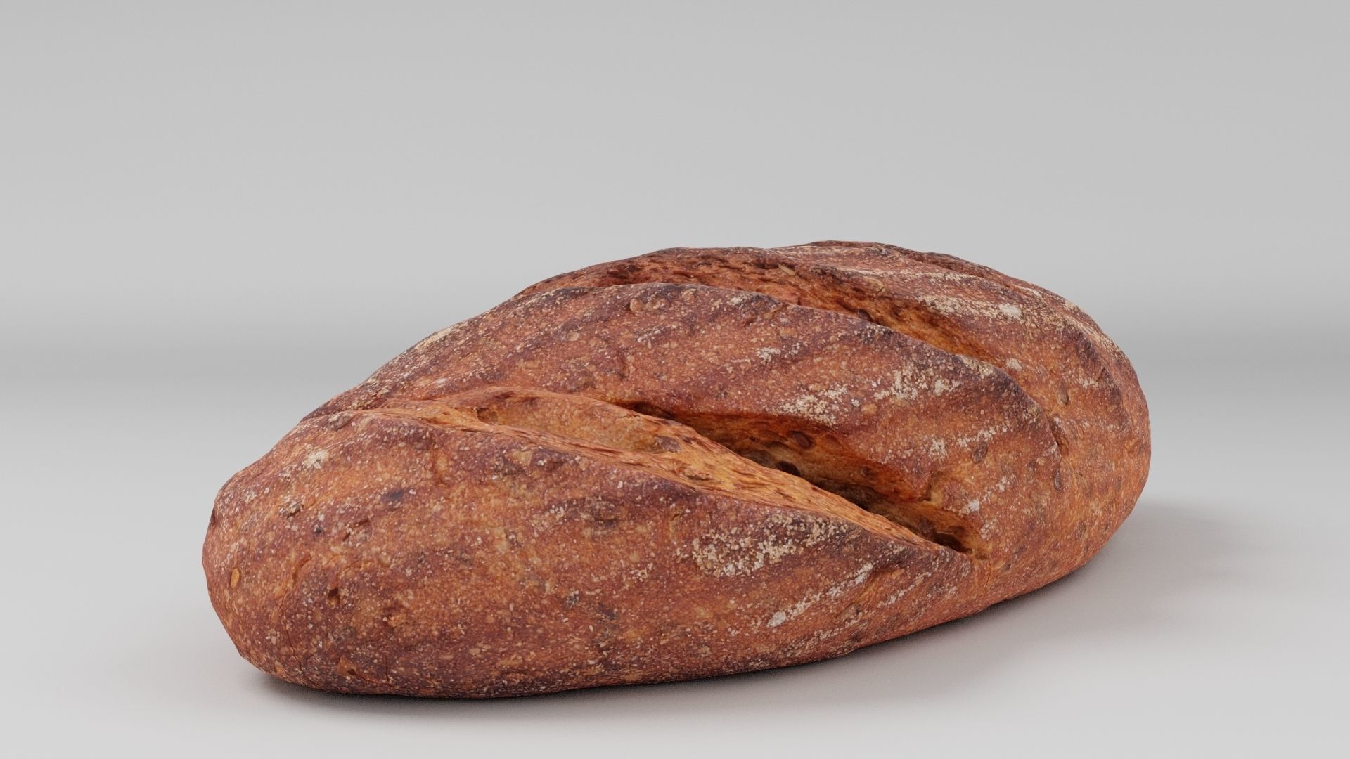 Sliced loaf or dark black bread with seeds baked products 3D model_4