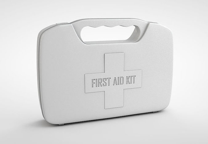 Tin first aid kit with cross emblem 3D model