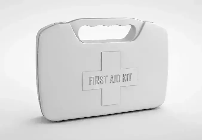 Tin first aid kit with cross emblem 3D model