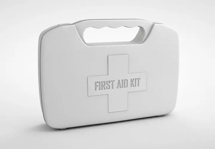 Tin first aid kit with cross emblem 3D model_0