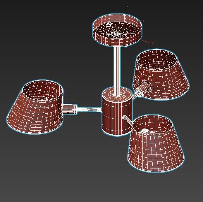 lumion ceiling light with three lamps 3D model_3