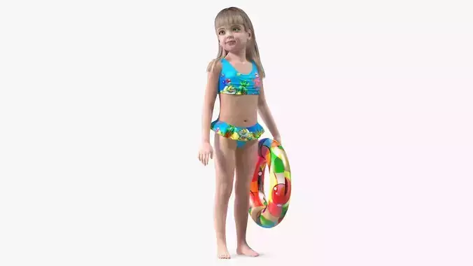 Child Girl Holding Swim Ring