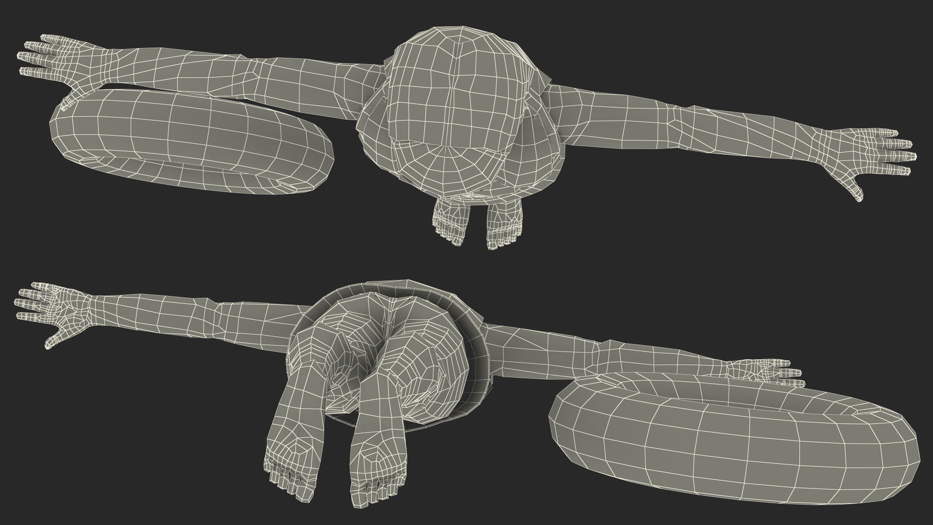 Child Girl With Swim Ring T-pose 3D model_19